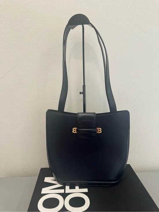 Bally Black Shoulder Bag with Gold B Logo