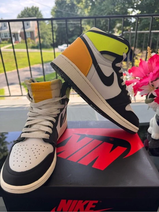 Nike Men’s High-Top Sneakers - Black, White, Yellow, Neon Green
