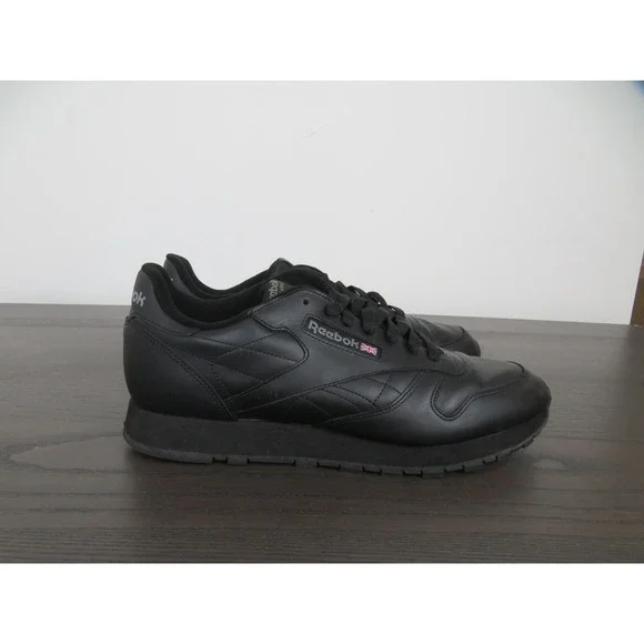 Reebok Classic Leather Shoes Mens Size 12 Black Walking Sneakers Casual Comfort