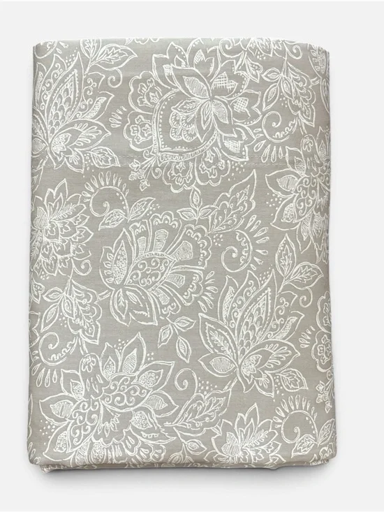 Better Homes And Garden King Size Flat Sheet Gray Floral 100% Cotton