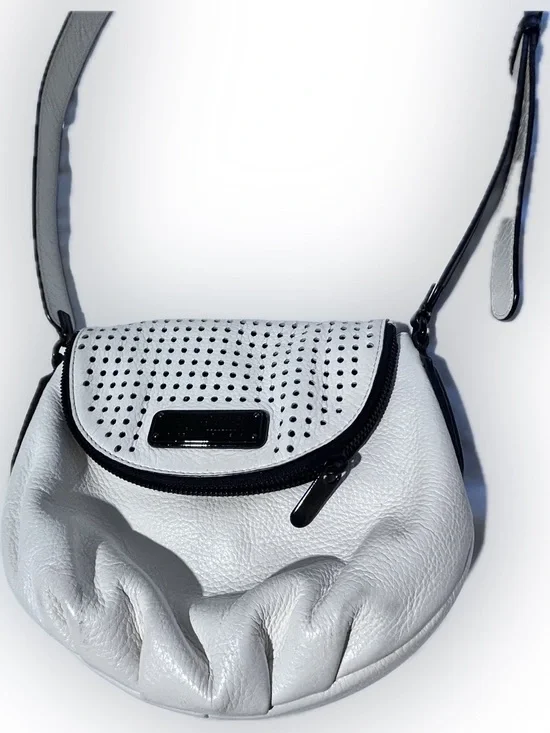 Marc by Marc Jacobs Off-White Perforated Flap Leather Crossbody Purse