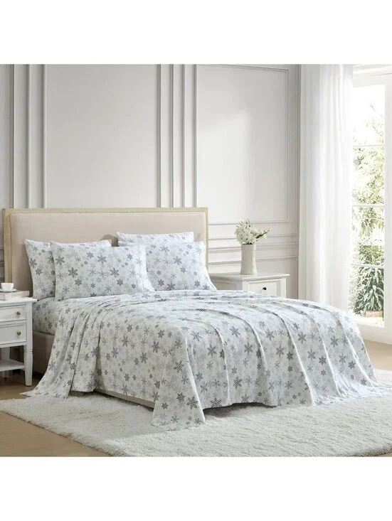 Lenox Flannel Sheet Set, Snow Day QUEEN
