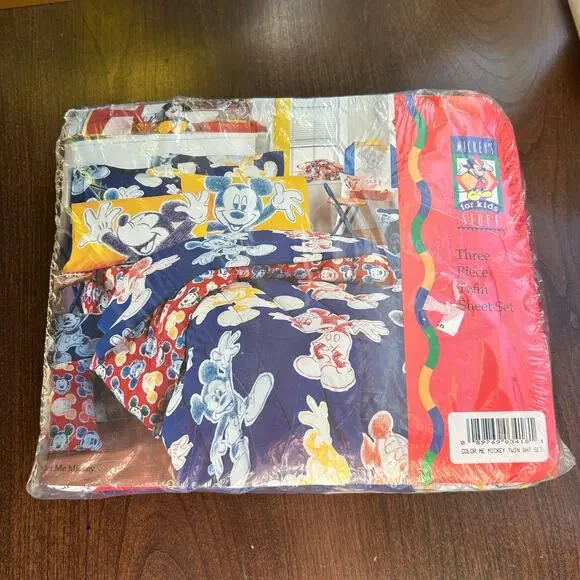NOS Vintage Mickey Mouse Mickey For Kids All American Mickey Twin Sheet Set