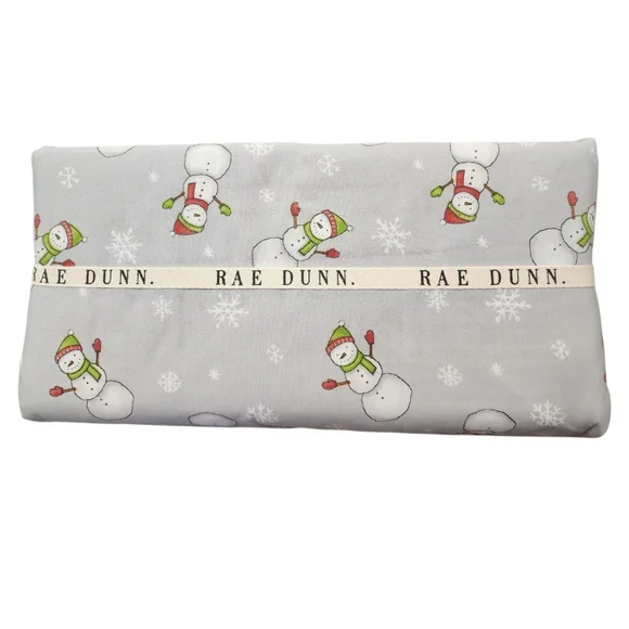 Rae Dunn Queen Flat Sheet 90 In X 102 In Snowman Winter Snowflake Christmas