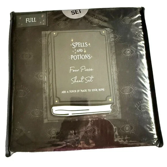 Spells And Potions Full Size Halloween Sheet Set Sheets Black Magic Evil Eye