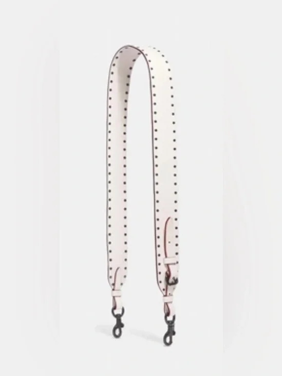 Coach White Leather Studded Shoulder Strap with Dark Hardware