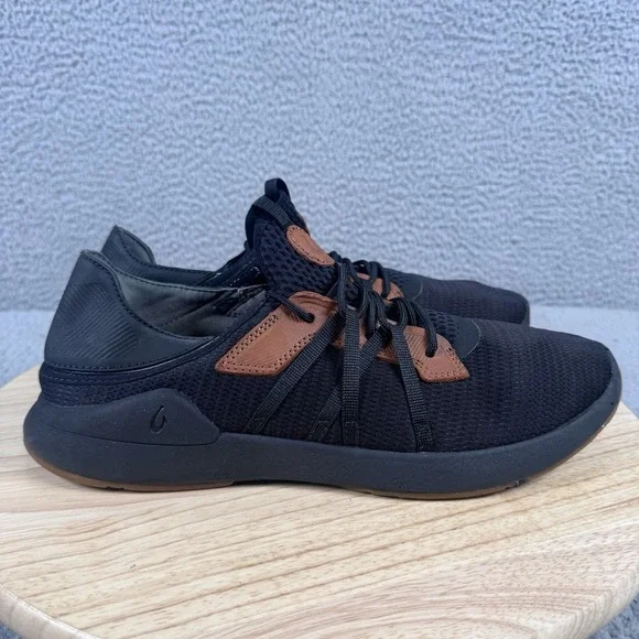 Olukai Mio Li Mens 10 Lava Rock Mesh Athletic Sneakers Lace Up Boat 10440-LRLR