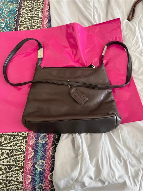 Jacqueline Ferrar Chocolate Brown Leather Shoulder Bag with Tag