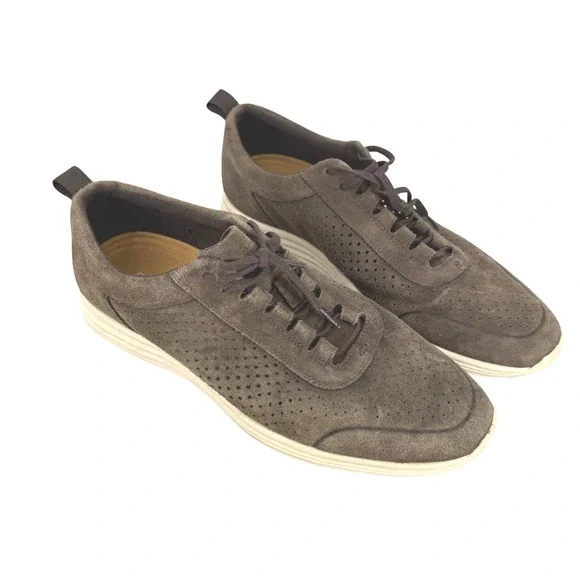 Cole Haan Grand OS Mens 12M Brown Suede Perforated Low Top Sneakers Comfort Prep