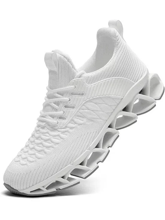 Mens White Comfort Non Slip Work Sport Athletic Trainer Slip on Walking Sneaker
