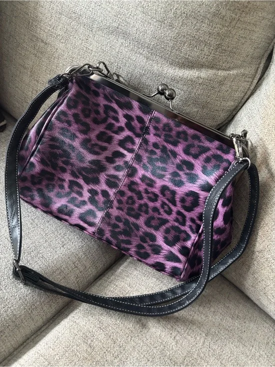 Purple Leopard Print Shoulder Bag