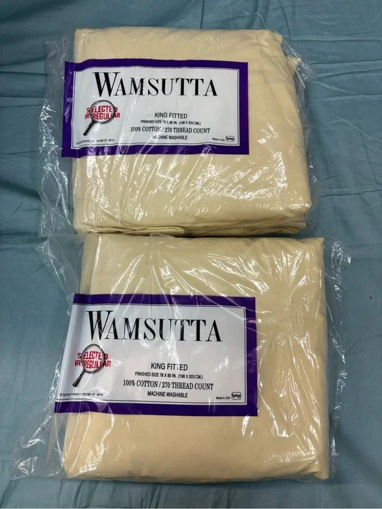 Bundle of 2 Wamsutta King Fitted Sheet  Yellow 100% cotton 270 thread count