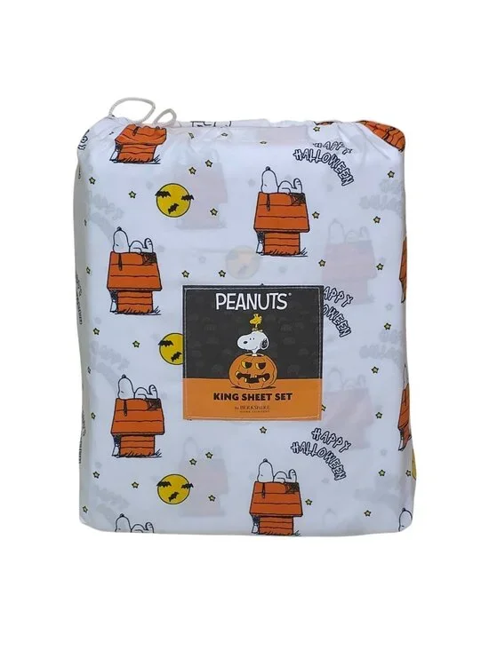 Peanuts Snoopy Halloween King Sheet Set By Berkshire Orange Doghouse Polyester