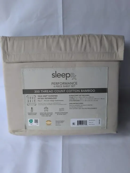 Queen 4pcs Bed Sheet 300 Count Cotton Bamboo Sleep RX B4