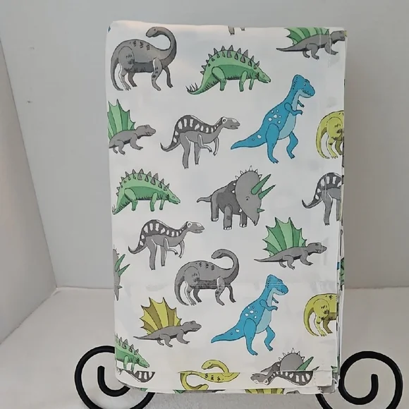 Pottery Barn Kids Dinosaur Multicolor Cotton Twin Flat Sheet