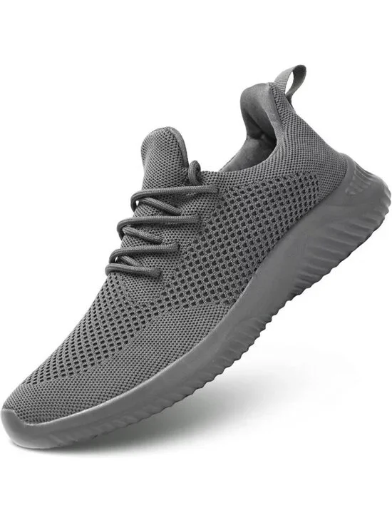 Men's Grey Mesh Ultra Light Breathable Casual Fashion Slip on Walking Sneaker