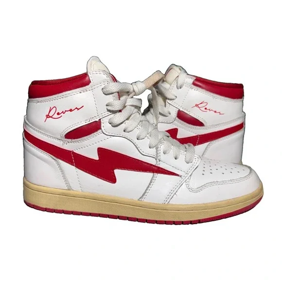 Reves Paris White Metallic Red Air Kiy 85 High Top Sneakers Men's Size 8