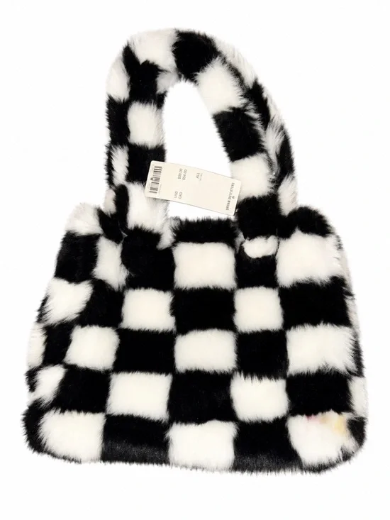 Urban‎ Outfitters Black and White Checkered Faux Fur Tote Bag