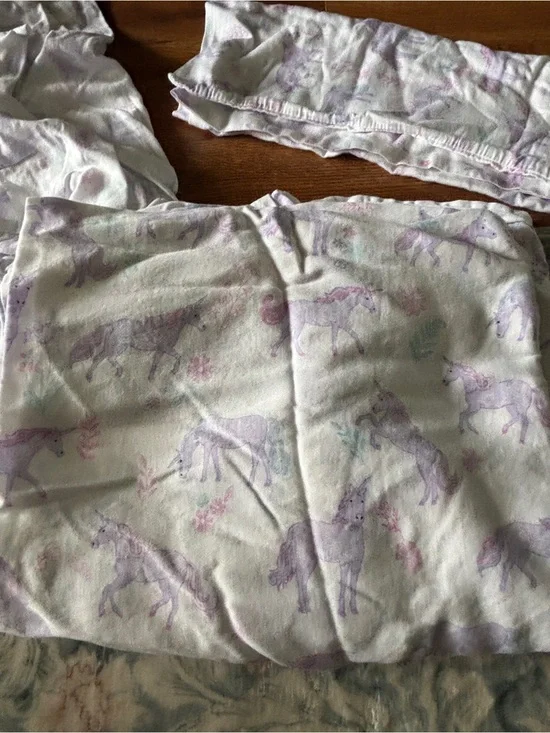 Purple unicorn sheet set for twin bed