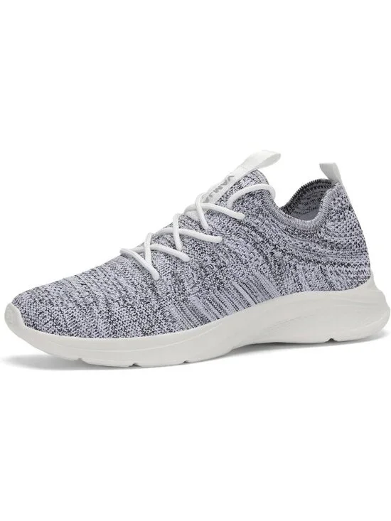 Men's White Mix Lightweight Breathable Flying Knitting Lace Up Walking Sneaker