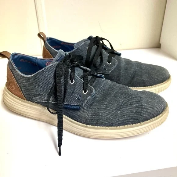 Skechers Status 2.0 Pexton Canvas Denim Sneaker Shoes Men's size 13