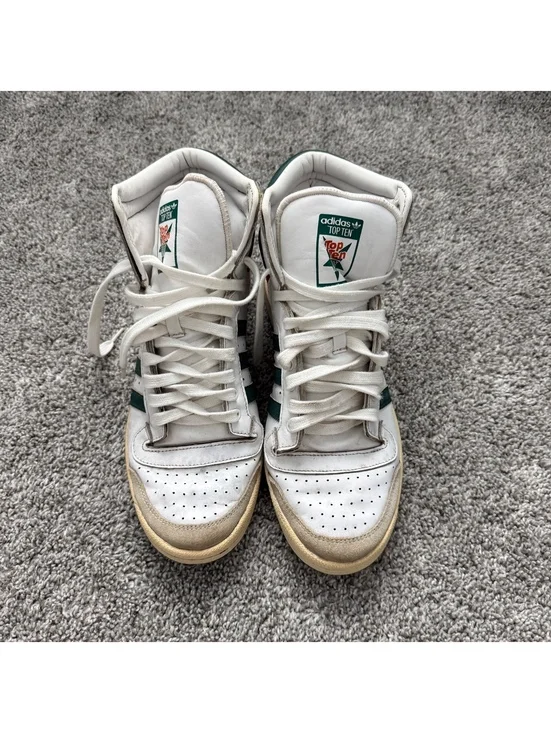 Adidas University of Miami Top Ten Vintage High-Top Sneakers White Green Orange