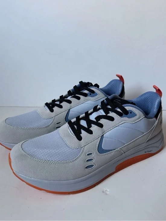 Men's Lightweight Running Sneakers - Light Gray & Blue