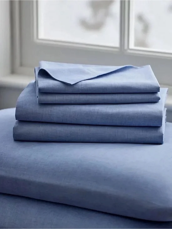 NEW! Lauren Ralph Lauren Chambray Light Blue Cotton KING Bedding Set