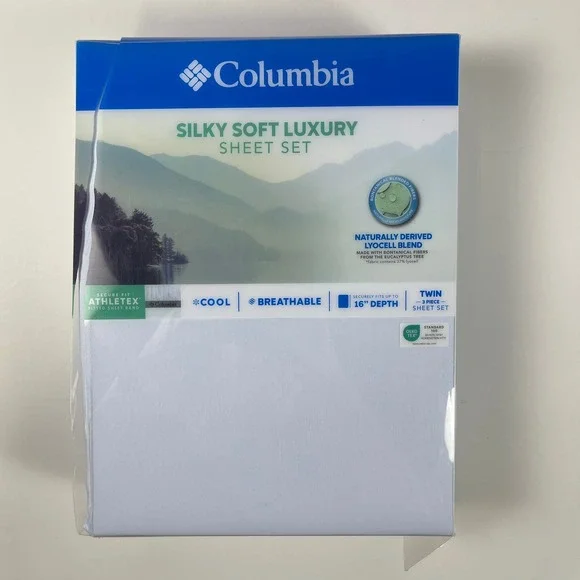 NEW Columbia Twin Silky Soft Luxury Sheet Set Blue Lyocell Blend Athletex NEW