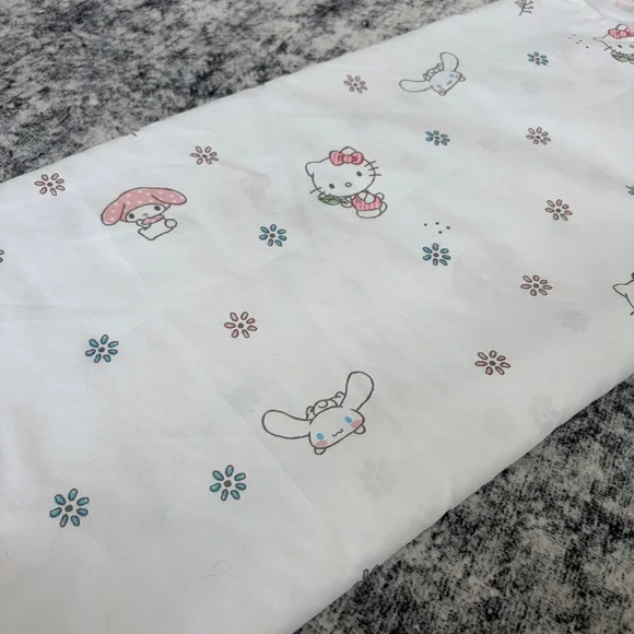 Sanrio Hello Kitty My Melody Cinnamoroll Twin Flat‎ Sheet White Kids Bedding