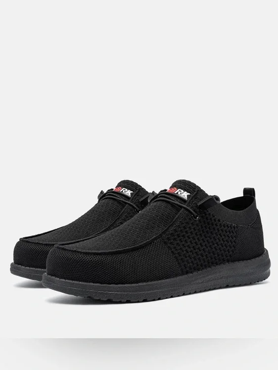 Larnmern Work Steel Toe Black Mesh Slip-On Men's Shoes