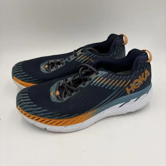 Hoka Clifton 5 Men's Size 11.5 Blue And White Comfort Running Sneakers Used