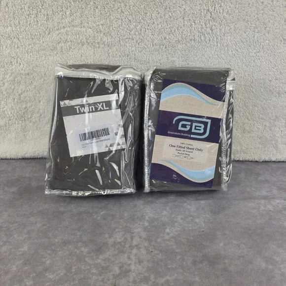 Greensboro Bedding Twin XL Fitted Sheet 2 Pack 100% Cotton Dark Grey Sateen Deep