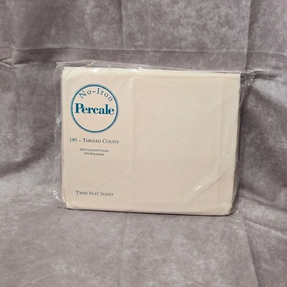 Vtg No Iron Percale Twin Flat Sheet Petal Pink 180 Thread Count‎ Cotton/Poly NIP