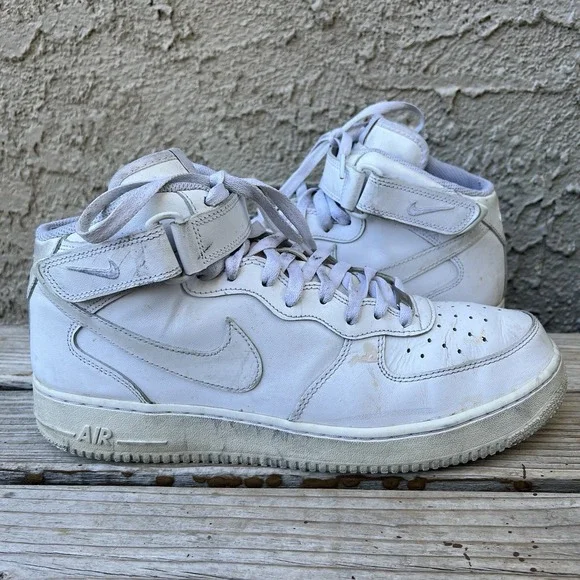 Nike Shoes Men Size 13 Air‎ Force 1 Mid  White Sneakers Hi