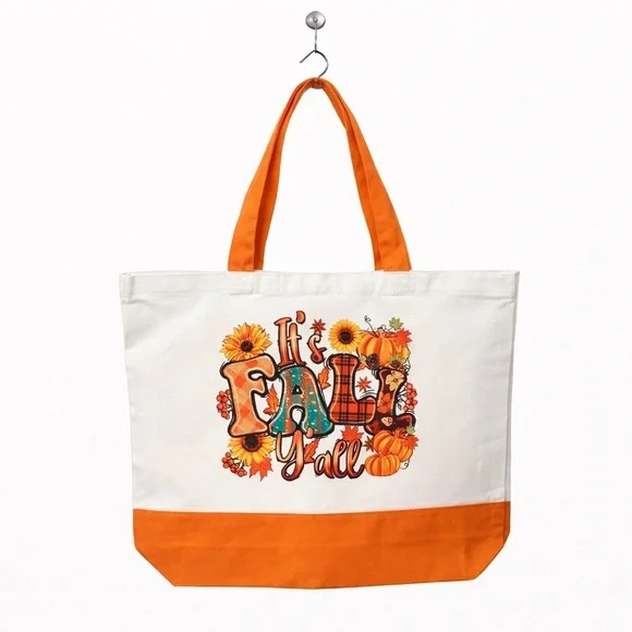 “It’s Fall Y’all” / Fall Canvas Tote Bag - Fall/Autumn Design