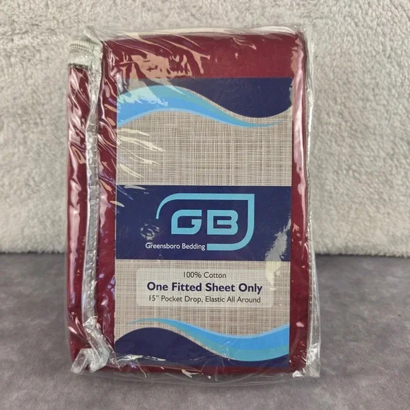 Greensboro Bedding Twin XL Fitted Sheet 100% Cotton 400TC Burgundy 15in Pocket