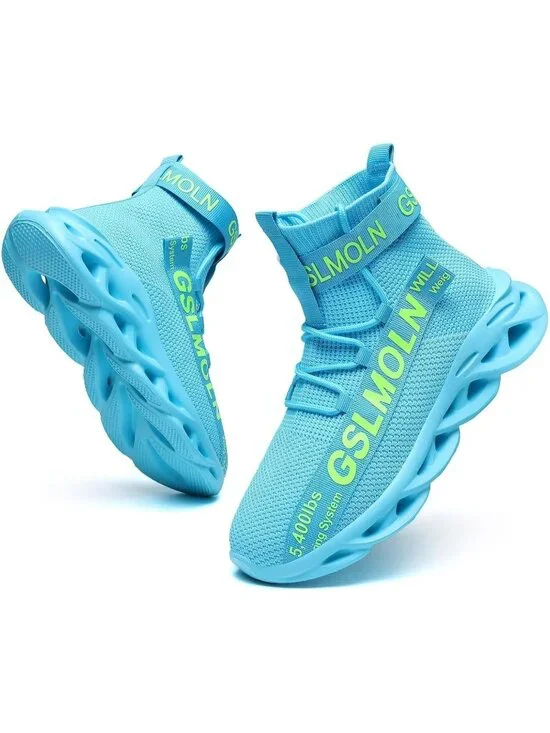🆕Men's Blue High Top Sneakers Breathable Gym Athletic Running Walking Tennis