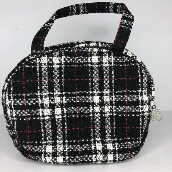 Vera Bradley Tweed Collection Wool Canteen Tote Bag Black, White &‎ Red Plaid