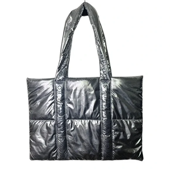 Bath &‎ Body Works Silver Puffer Tote Bag Black Friday 2024 Edition Logo Shiny