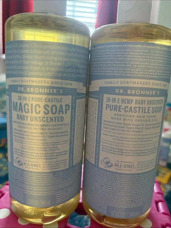 🌴Dr. Bronner's - Pure-Castile Liquid Soap (Baby Unscented) 32 Oz 2 bottles