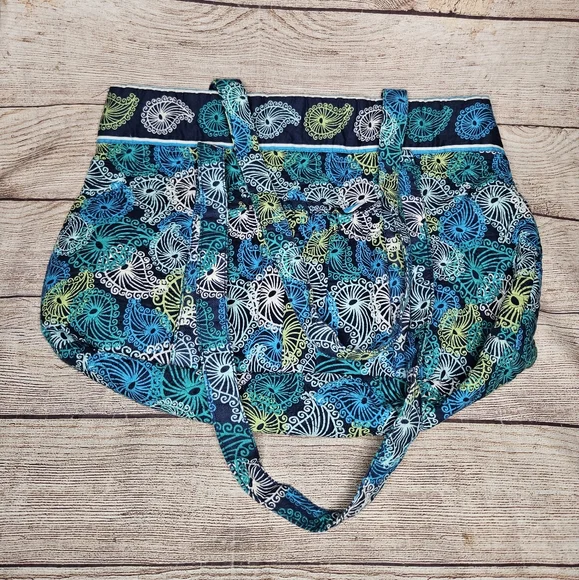 Vera Bradley Blue Teal Paisley Cotton Tote Bag