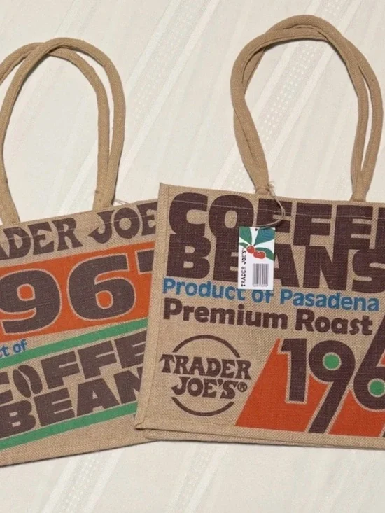 Trader Joe's Jute Coffee Bean Tote Bag - NEW RELEASE set of 2