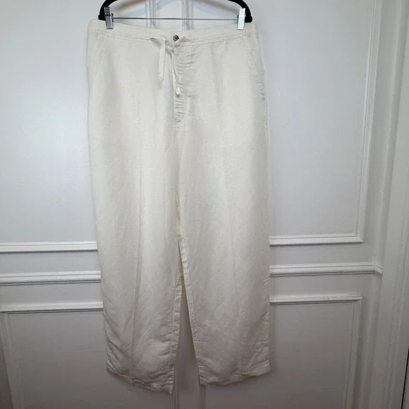 Cubavera Mens Linen Blend Drawstring Pants Bright White XL C2SB0400RN‎ New