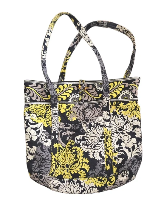 Vera Bradley Baroque Quilted Floral Print Tote Bag in Yellow, Black & White
