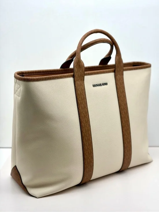 Michael Kors Cooper Medium Pebbled Leather and Signature Logo Tote Bag