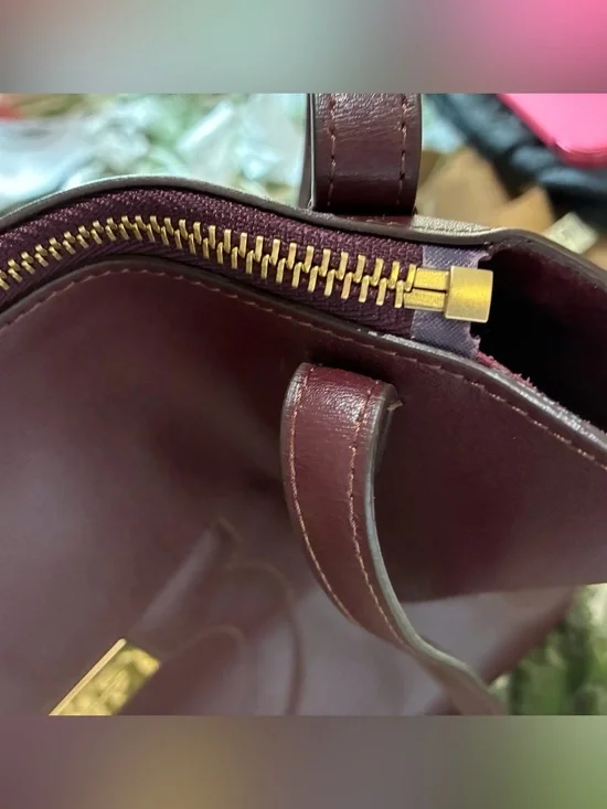 Ferragamo Gancini Tote Plum/Burgandy w/Gold Hardware. New, estate find. Stunning