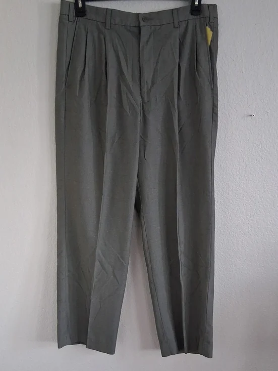 Oleg Cassini Gray Pleated Men's Dress Trousers