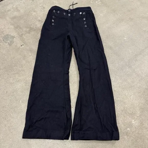 VINTAGE 60s WOOL U.S NAVY SAILOR WW2 BUTTON FRONT BELL BOTTOM PANTS SIZE 28x28.5