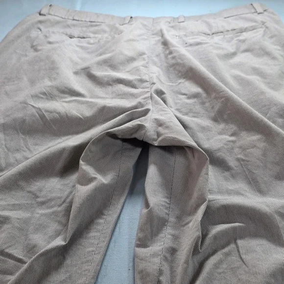 Banana Republic Mens 34x32 Mini Stripe Dress Pants Tan White Flat Front Trousers